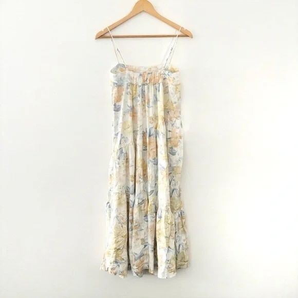 Abercrombie & Fitch  Floral Tiered Maxi Dress Linen XS Petite - Picture 7 of 10
